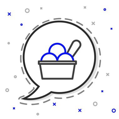 Beyaz arka planda izole edilmiş kase ikonundaki çizgi dondurma. Güzel sembol. Renkli taslak konsepti. Vektör