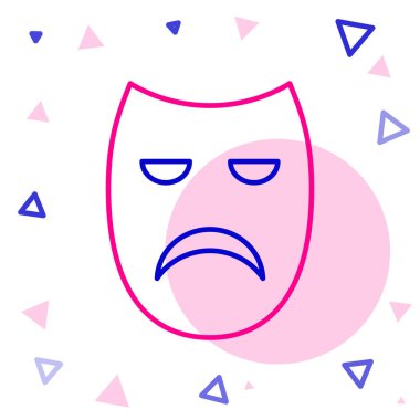 Çizgi Tiyatro Maskesi simgesi beyaz arkaplanda izole edildi. Renkli taslak konsepti. Vektör