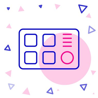 Bateri makinesi simgesi beyaz arkaplanda izole edildi. Müzik aletleri. Renkli taslak konsepti. Vektör