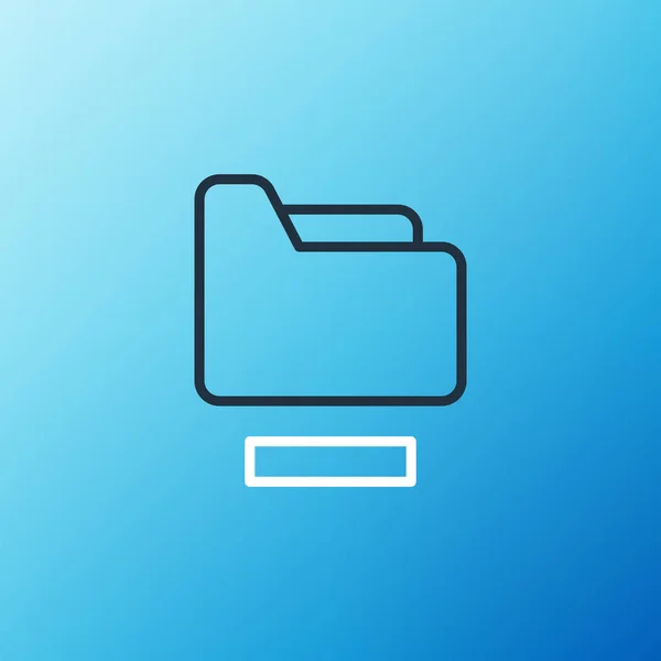 Icono de la carpeta Line Document aislado sobre fondo azul. Símbolo de encuadernación contable. Dirección de contabilidad. Concepto de esquema colorido. Vector — Vector de stock