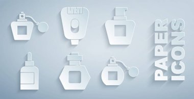 Parfüm, krem ya da losyon kozmetik tüpü, epilatör ve ikonu hazırlayın. Vektör