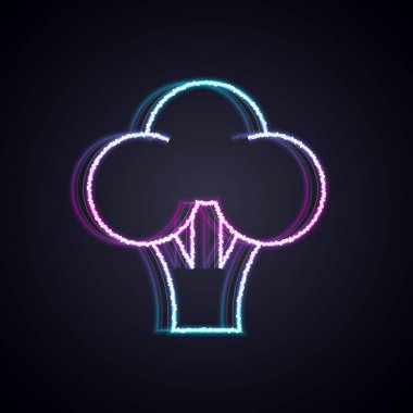 Parlayan neon hattı Brokoli simgesi Parlayan neon çizgi arkaplanını izole etti. Vektör