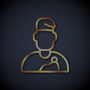 Altın çizgili büyücü ikonu siyah arkaplanda izole edildi. Vektör