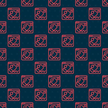 Kırmızı çizgi veri görselleştirme simgesi siyah arkaplanda izole edilmiş kusursuz desen. Vektör