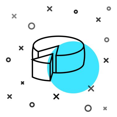 Siyah çizgi peynir simgesi beyaz arkaplanda izole edilmiş. Rastgele dinamik şekiller. Vektör