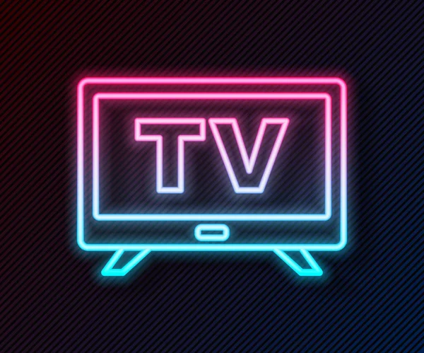 Glowing neon line Smart Tv icon isolated on black background. Television sign. Vector — Stock Vector
