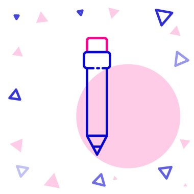 Silgi simgesine sahip satır kalem beyaz arkaplanda izole edildi. Çizim ve eğitim araçları. Okul sembolü. Renkli taslak konsepti. Vektör İllüstrasyonu