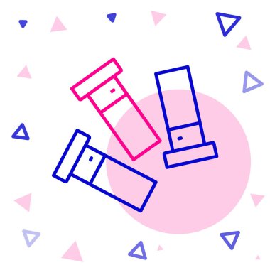 Çizgi Kartuş simgesi beyaz arkaplanda izole edildi. Av tüfeği av tüfeği fişeği. Tüfek mermisi ikonu. Renkli taslak konsepti. Vektör