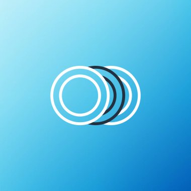 Mavi arkaplanda satır simgesi izole edildi. Çatal bıçak sembolü. Restoran tabelası. Renkli taslak konsepti. Vektör