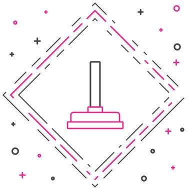 Beyaz arka planda izole edilmiş boru temizleme ikonu için ahşap saplı kauçuk pompa. Tuvalet pompası. Renkli taslak konsepti. Vektör