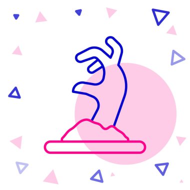 Zombi çizgisi el simgesi beyaz arkaplanda izole edildi. Silah canavarı öldü. Mutlu Cadılar Bayramı Partisi. Renkli taslak konsepti. Vektör