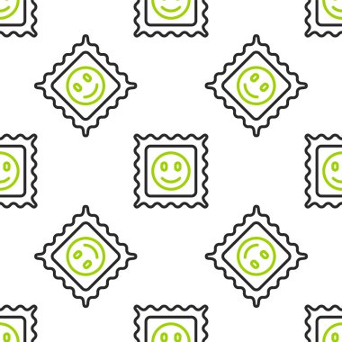 LSD asit izi simgesi beyaz arkaplanda izole edilmiş. Asit narkotiği. Posta damgası. Posta pulu. Sağlık tehlikesi. Vektör