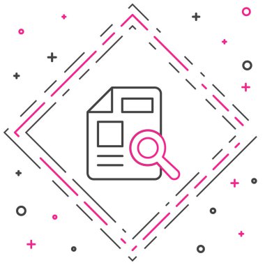 Grafik çizelgesi simgesine sahip çizgi belgesi beyaz arkaplanda izole edildi. Metin dosya simgesini rapor et. Muhasebe tabelası. Denetim, analiz, planlama. Renkli taslak konsepti. Vektör