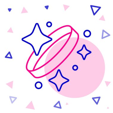 Elmas çizgisi nişan yüzüğü simgesi beyaz arkaplanda izole edildi. Renkli taslak konsepti. Vektör