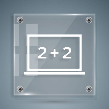 Gri arkaplanda beyaz sütun simgesi izole edildi. Okul karatahtası. Kare cam paneller. Vektör