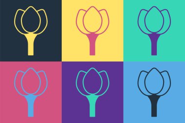 Pop Art Flower lale simgesi renk arkaplanında izole edildi. Vektör