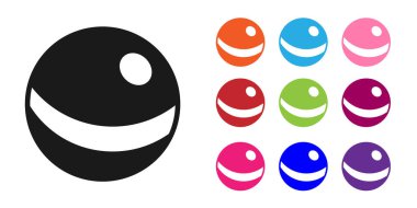 Siyah plaj topu simgesi beyaz arkaplanda izole edildi. Çocuk oyuncağı. Simgeleri renklendirin. Vektör