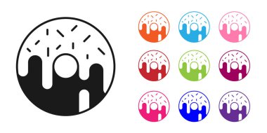 Beyaz arka planda izole edilmiş tatlı simgeli siyah çörek. Simgeleri renklendirin. Vektör