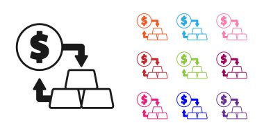 Siyah Altın değişim para ikonu beyaz arka planda izole. Para değiştirici. Simgeleri renklendirin. Vektör