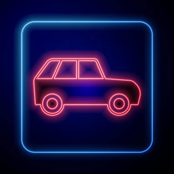 Leuchtende Neon-Auto-Ikone auf schwarzem Hintergrund. Vektor — Stockvektor