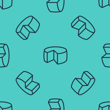 Siyah çizgi peynir ikonu yeşil arka planda kusursuz desen izole etti. Vektör