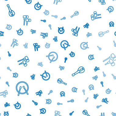 Davul ve bagetleri, Gitar ve Hava kulaklıklarını pürüzsüz bir şekilde ayarla. Vektör