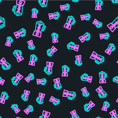 Çizgi karıştırıcı simgesi siyah arkaplanda izole edilmiş. Mutfak elektrikli kırıcı ve kase. Meyve suyu, kokteyl ya da meyve suyu. Vektör