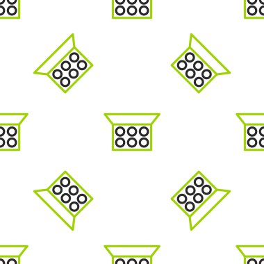 Ayna ikonlu çizgi makyaj tozu beyaz arka planda izole edilmiş pürüzsüz desen. Vektör