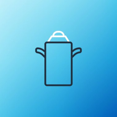 Süt ikonu için çizgi kutusu mavi arkaplanda izole edildi. Renkli taslak konsepti. Vektör