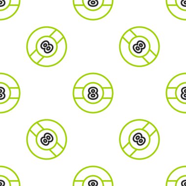 Çizgi bilardo bilardo topu. 8 numaralı ikon beyaz arka planda izole edilmiş pürüzsüz desen. Vektör