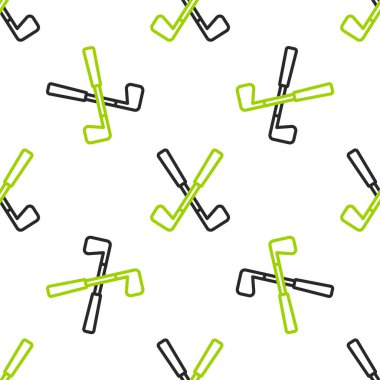 Çizgiyi aşan golf sopası ikonu beyaz arka planda izole edilmiş pürüzsüz desen. Vektör