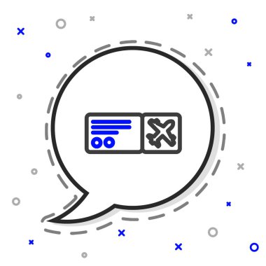 Line Airlines bilet ikonu beyaz arka planda izole edildi. Uçak bileti. Renkli taslak konsepti. Vektör