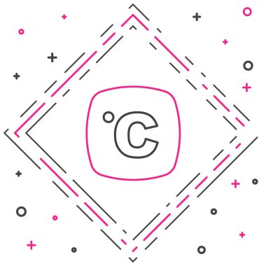 Beyaz arkaplanda izole edilmiş Celsius çizgisi simgesi. Renkli taslak konsepti. Vektör