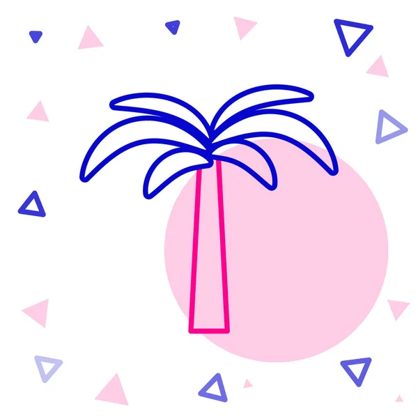 Line Tropische Palme Symbol isoliert auf weißem Hintergrund. Kokospalme. Buntes Rahmenkonzept. Vektor — Stockvektor