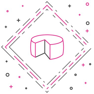 Çizgi Peynir simgesi beyaz arkaplanda izole edildi. Renkli taslak konsepti. Vektör