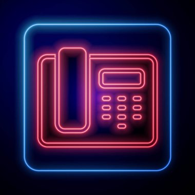 Parlayan neon telefon 24 saat destek ikonu siyah arkaplanda izole edildi. Tüm gün müşteri destek merkezi. Tam zamanlı çağrı servisi. Vektör