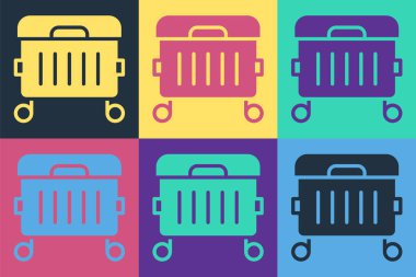 Pop Art Çöp Kutusu simgesi renk arkaplanında izole edildi. Çöp kutusu tabelası. Sepet simgesini geri dönüştür. Ofis çöpü ikonu. Vektör