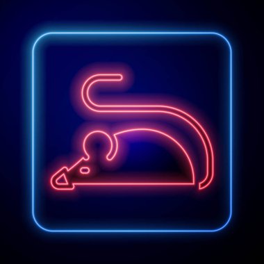 Parlayan neon deneysel fare simgesi siyah arkaplanda izole edildi. Vektör