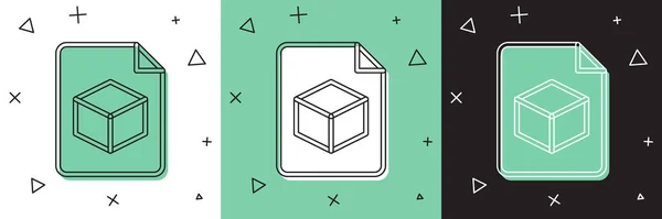 Définir Isometric icône de fichier cube isolé sur fond blanc et vert, noir. Cubes géométriques icône solide. Panneau carré 3D. Symbole de boîte. Vecteur — Image vectorielle
