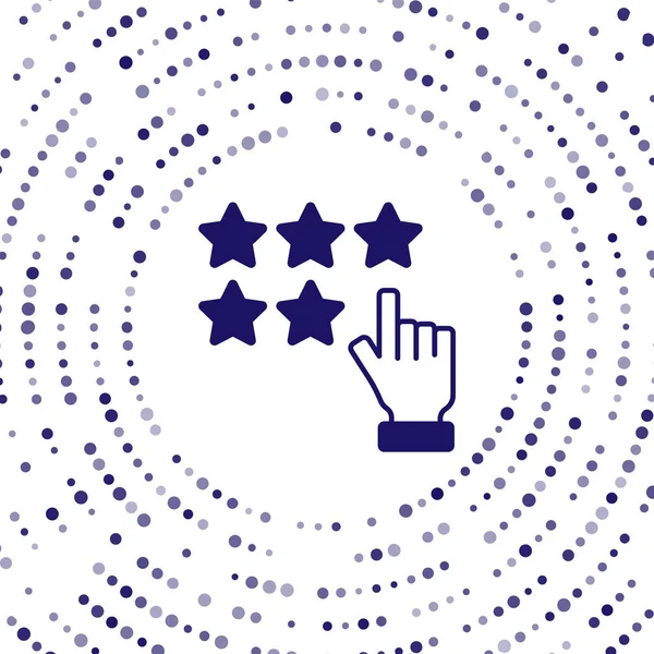 Blue Five estrelas ícone de revisão de classificação de produto do cliente isolado no fundo branco. Favorito, melhor classificação, símbolo de prêmio. Pontos aleatórios de círculo abstrato. Vetor — Vetor de Stock