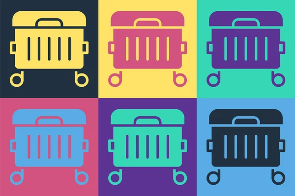 Pop art Trash can icon isolated on color background. Garbage bin sign. Recycle basket icon. Office trash icon. Vector — Stock Vector