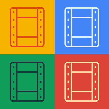 Pop Art Line Video simgesi renk arkaplanında izole edildi. Film şeridi tabelası. Vektör