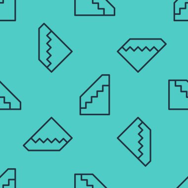 Siyah çizgi basamakları yeşil arka planda izole edilmiş iz bırakıyor. Vektör