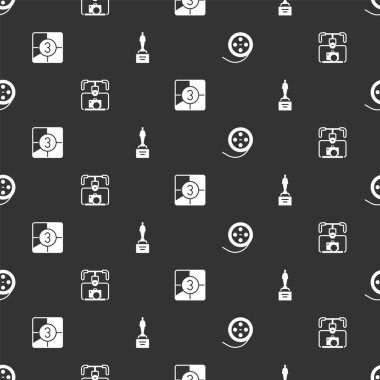 Film makarasını ayarla, Gimbal dengeleyicisini kamerayla ayarla, eski film gerisayımı çerçevesi ve film kupasını pürüzsüz desenli yap. Vektör