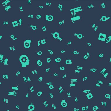 Whistle 'ı, Koşu bandı makinesini, içinde ekipman olan insan kafasını ve kusursuz desenli ampulü ayarla. Vektör