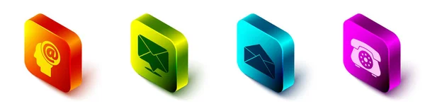 Définir Isometric Mail et e-mail, Enveloppe, Enveloppe et icône Téléphone. Vecteur — Image vectorielle