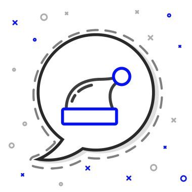 Beyaz arka planda izole edilmiş çizgi Noel Baba şapkası ikonu. Mutlu Noeller ve mutlu yıllar. Renkli taslak konsepti. Vektör