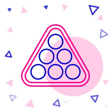 Çizgi bilardo topları beyaz arkaplanda izole edilmiş bir üçgen ikonunda. Renkli taslak konsepti. Vektör