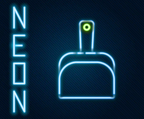 Gloeiende Neon Lijn Dustpan Icoon Geïsoleerd Zwarte Achtergrond Schoonmaakdiensten Kleurrijk — Stockvector