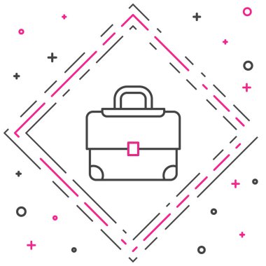 Satır Evrak Çantası simgesi beyaz arkaplanda izole edildi. İş ilanı. İş portföyü. Renkli taslak konsepti. Vektör